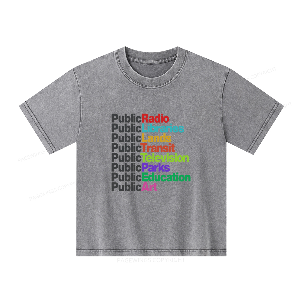 Pagewings Public Libraries Unisex Kids Washed T-shirt