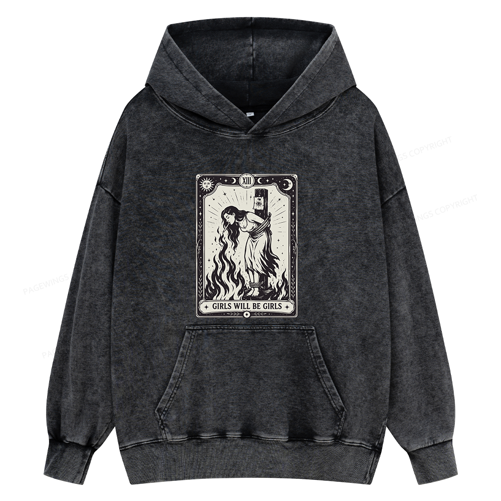 Pagewings Girls Will Be Girls Unisex Washed Hoodie