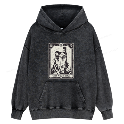Pagewings Girls Will Be Girls Unisex Washed Hoodie