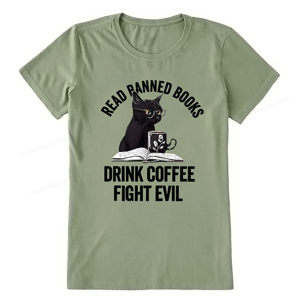 Pagewings Read Books Drink Coffee Fight Evil Shirt Unisex Classic T-shirt