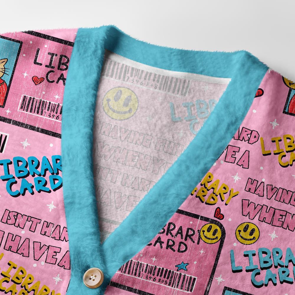 Pagewings Library Card Light Knit Unisex Cardigan Sweaters
