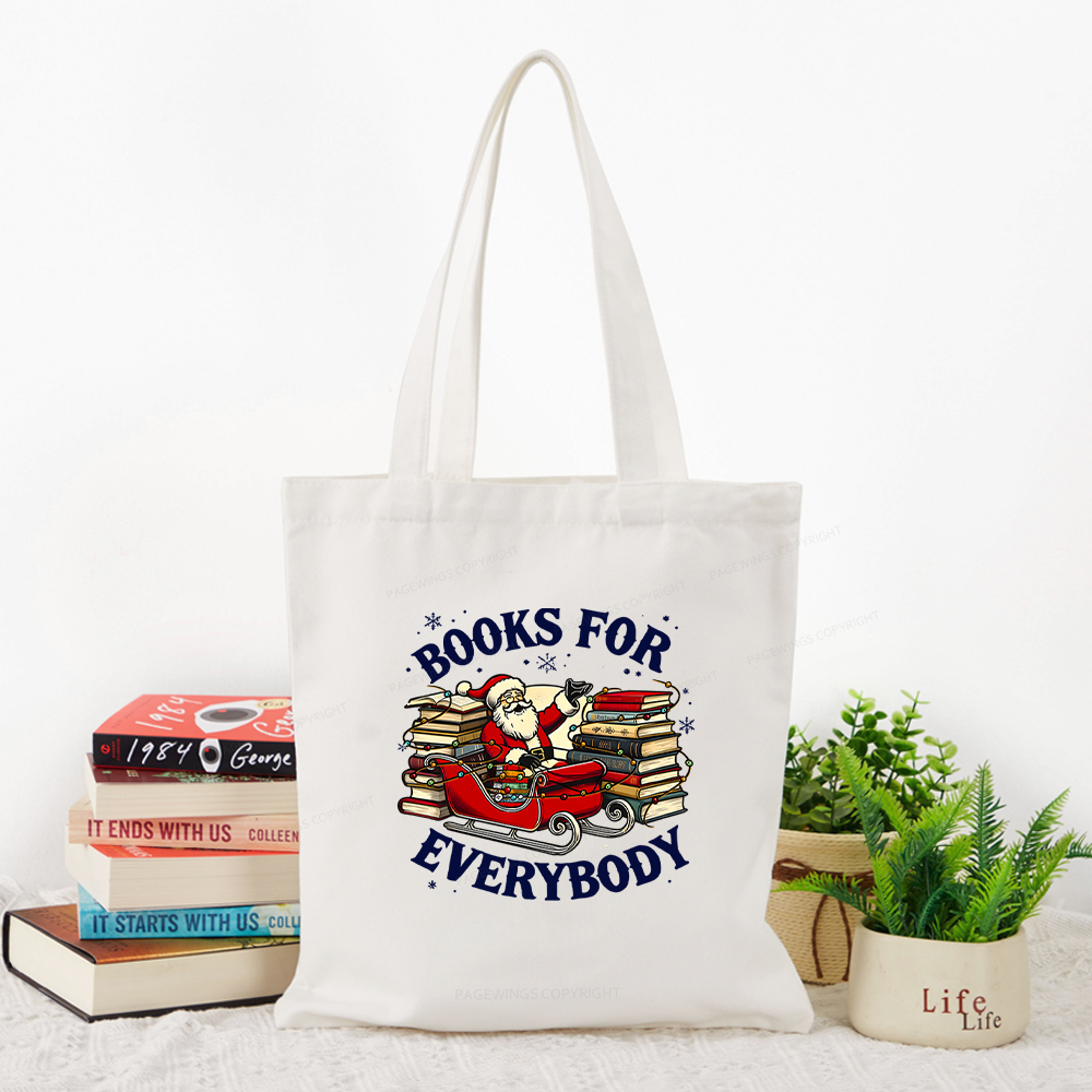Pagewings Christmas Santa Book Lover Tote Bag
