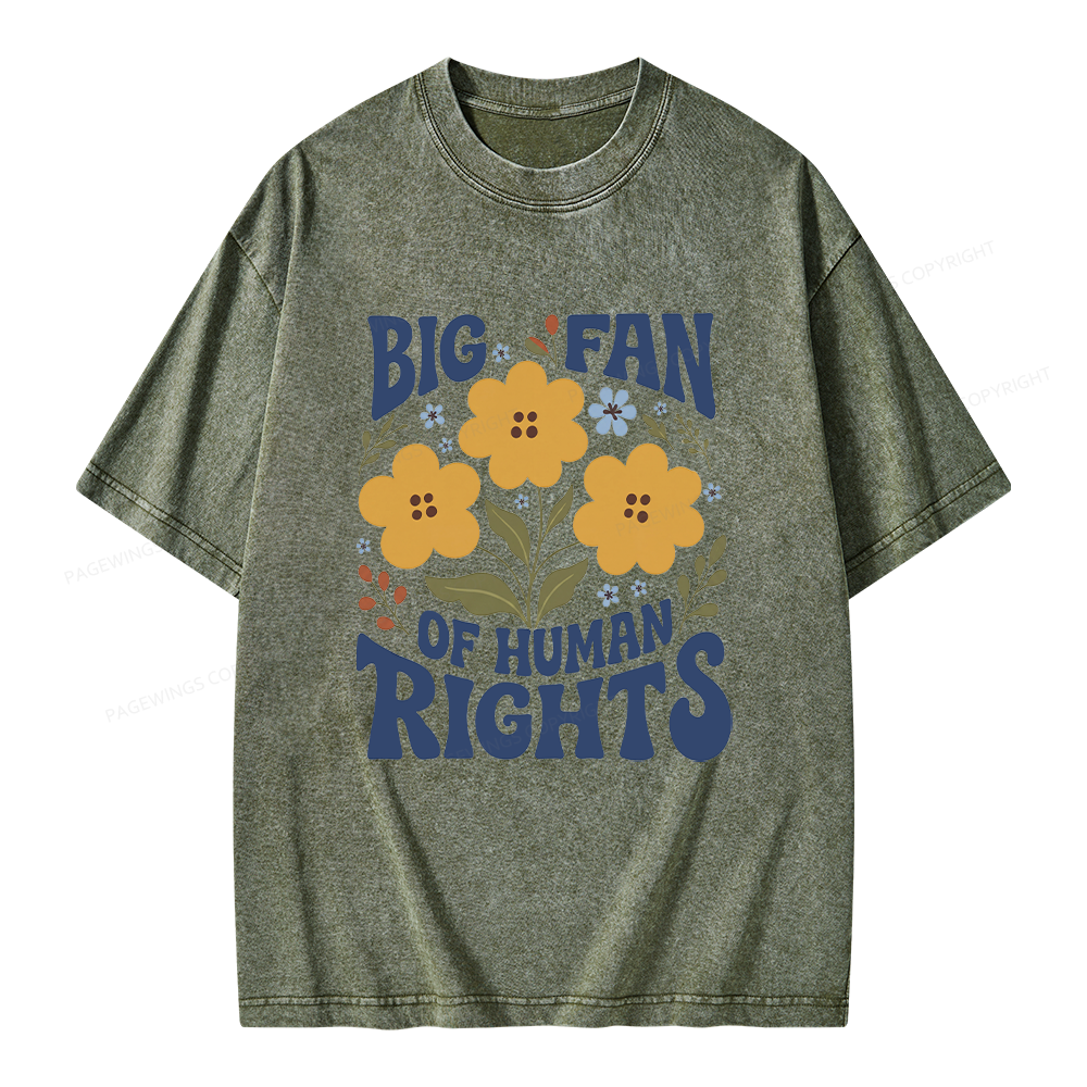 Pagewings Big Fan of Human Rights Unisex Washed T-shirt