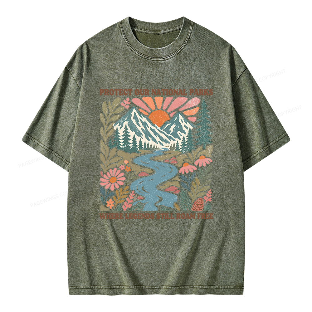 Pagewings National Parks Unisex Washed T-shirt