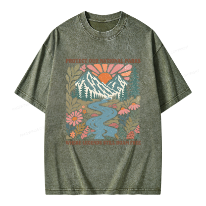 Pagewings National Parks Unisex Washed T-shirt