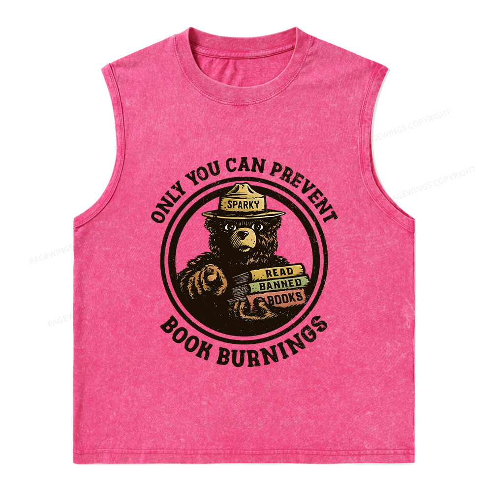 Pagewings Only You Can Prevent Book Burnings Unisex Washed Tank Top