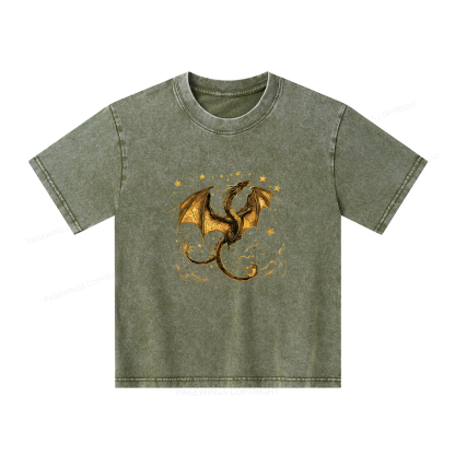 Pagewings Fantasy Dragon Unisex Kids Washed T-shirt
