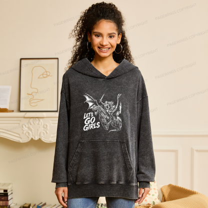 Pagewings Woman Dragon Rider Unisex Washed Hoodie