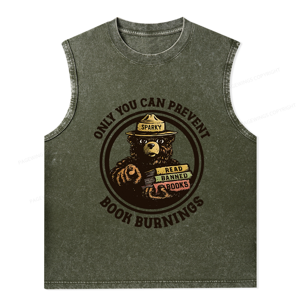 Pagewings Only You Can Prevent Book Burnings Unisex Washed Tank Top