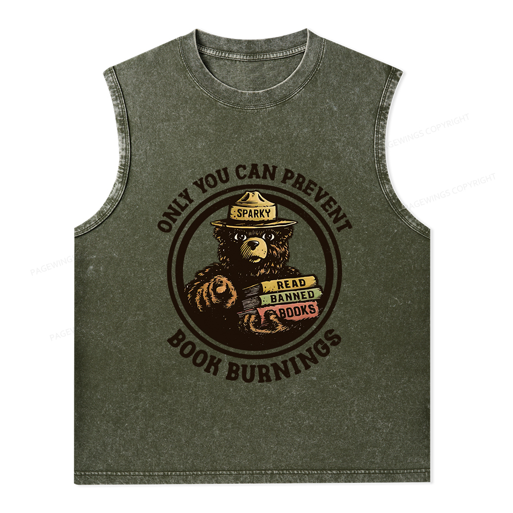Pagewings Only You Can Prevent Book Burnings Unisex Washed Tank Top