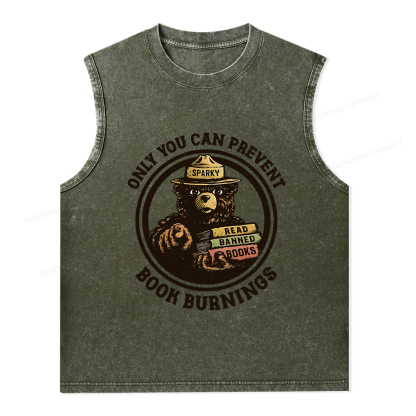 Pagewings Only You Can Prevent Book Burnings Unisex Washed Tank Top