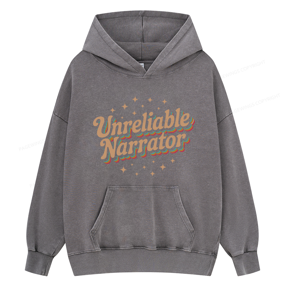 Pagewings Unreliable Narrator Unisex Washed Hoodie