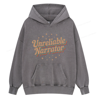Pagewings Unreliable Narrator Unisex Washed Hoodie