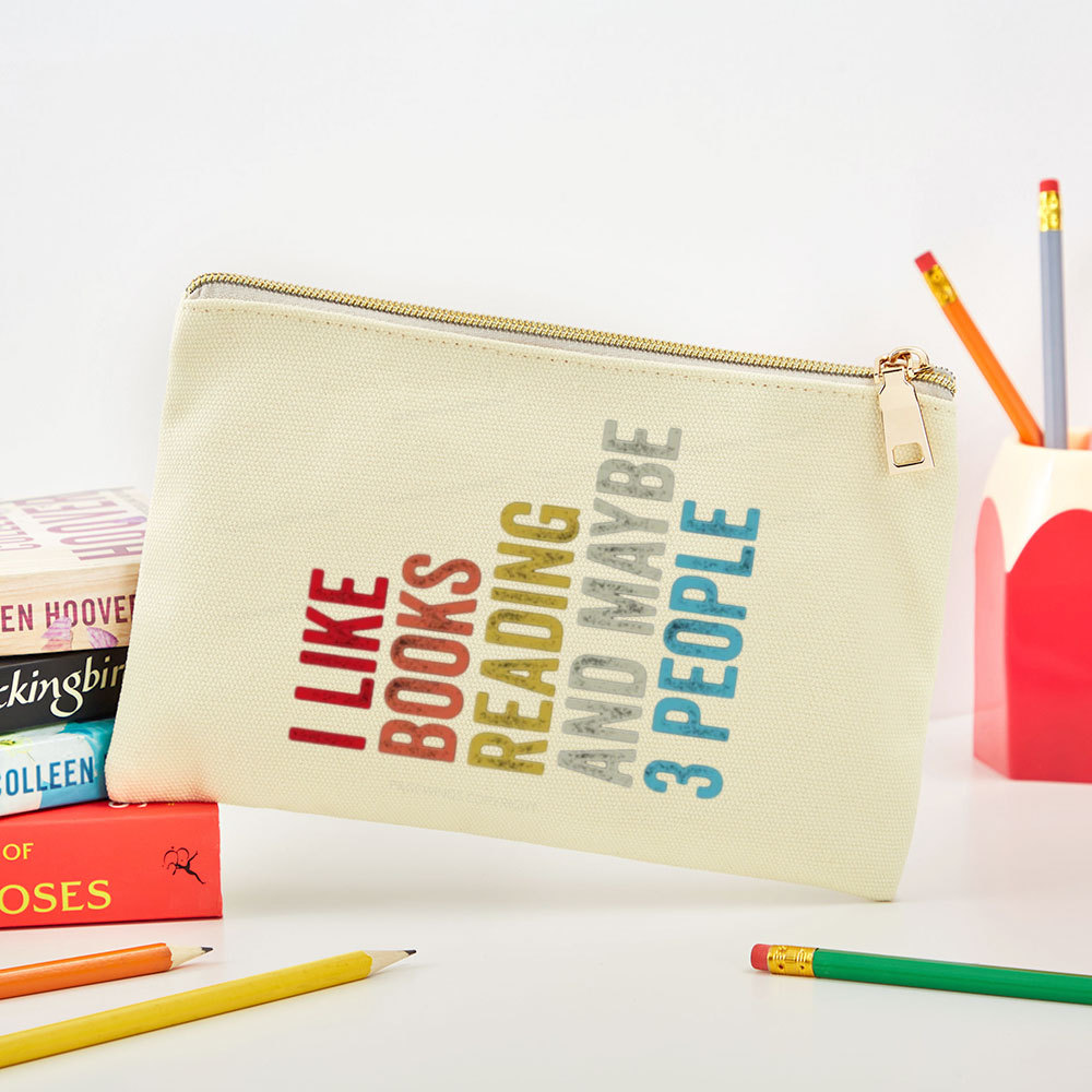 Pagewings I Like Books Reading And Maybe Three People Pouch