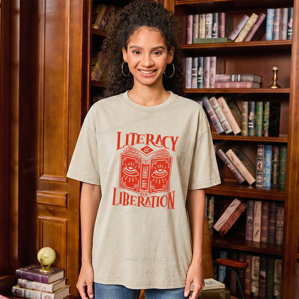 Pagewings Dystopian Book Lovers Unisex Washed T-shirt
