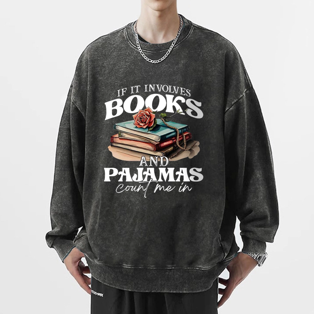 Pagewings Books And Pajamas Unisex Washed Sweatshirt
