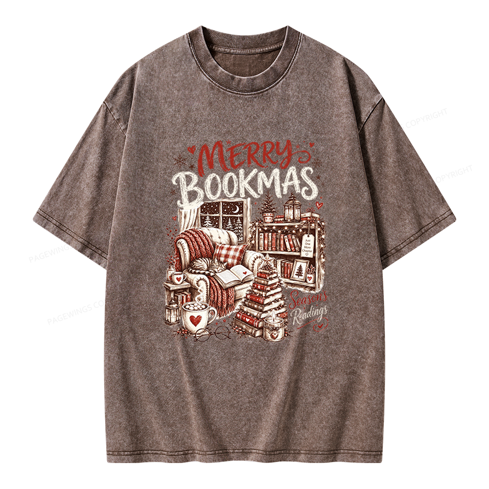 Pagewings Merry Bookmas Unisex Washed T-shirt
