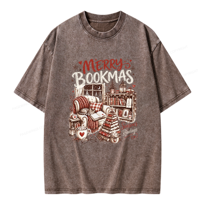 Pagewings Merry Bookmas Unisex Washed T-shirt