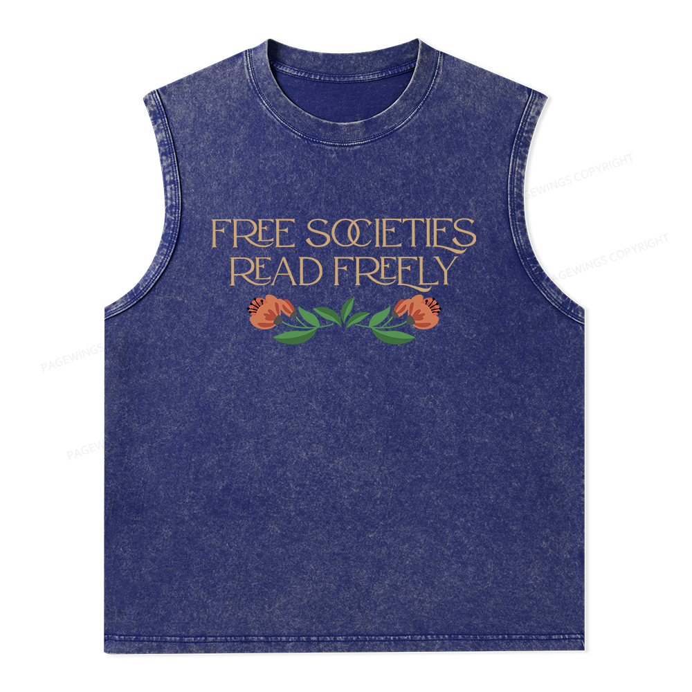 Pagewings Free Societies Read Freely Shirt T-Shirt Unisex Washed Tank Top