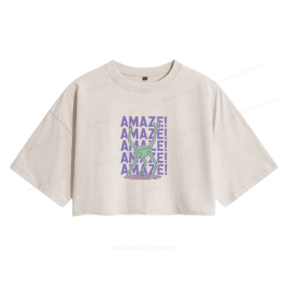 Pagewings Rocky Amaze Women's Washed Cropped T-shirt