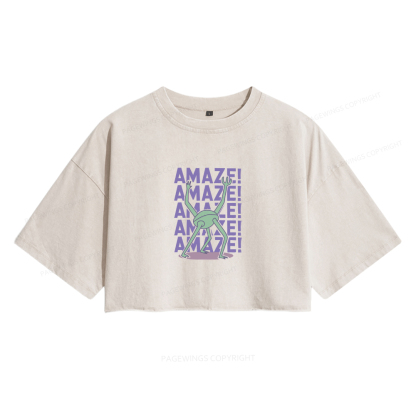 Pagewings Rocky Amaze Women's Washed Cropped T-shirt