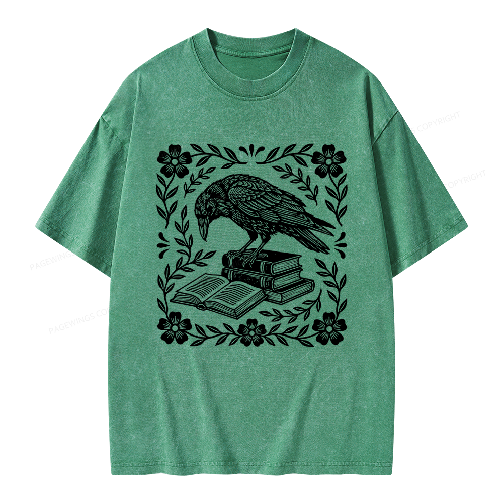 Pagewings Bookish Raven Unisex Washed T-shirt