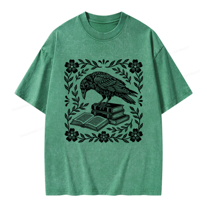Pagewings Bookish Raven Unisex Washed T-shirt