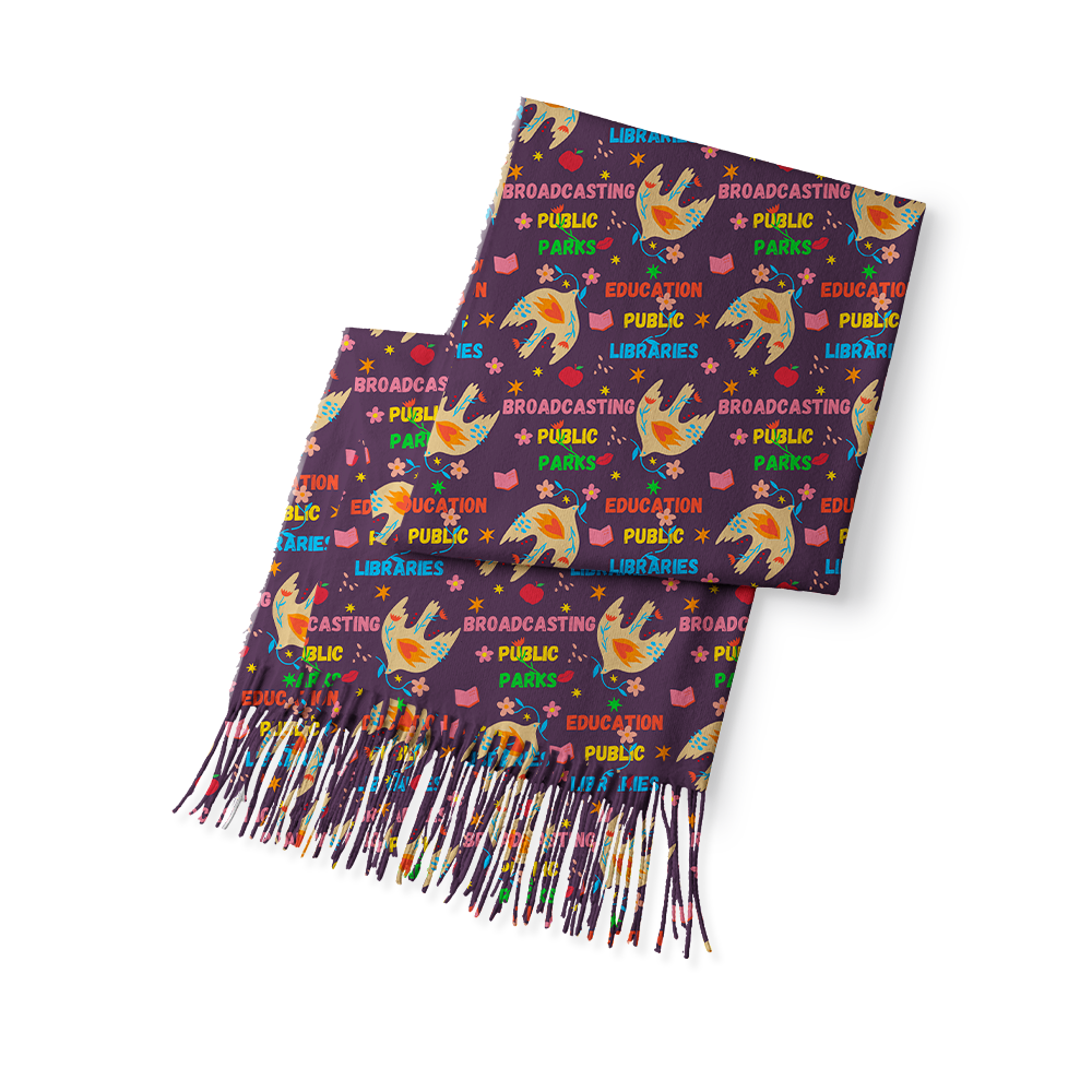 Pagewings Public Libraries Long Fringe Scarf