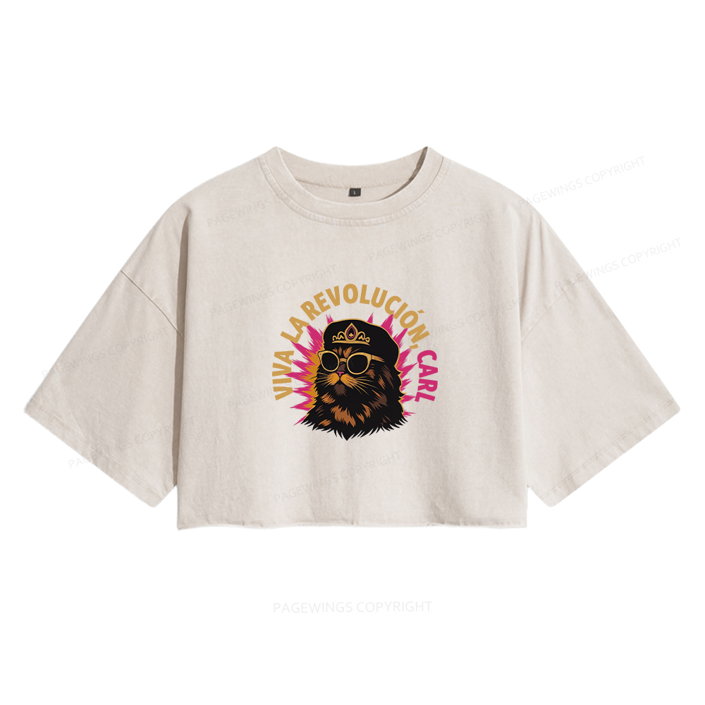 Pagewings Sci-Fi Novel Lover Women's Washed Cropped T-shirt