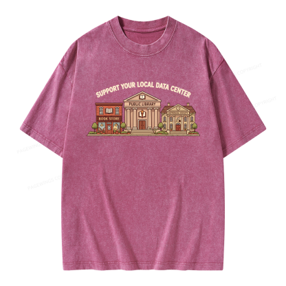 Pagewings Support Your Local Data Center Unisex Washed T-shirt