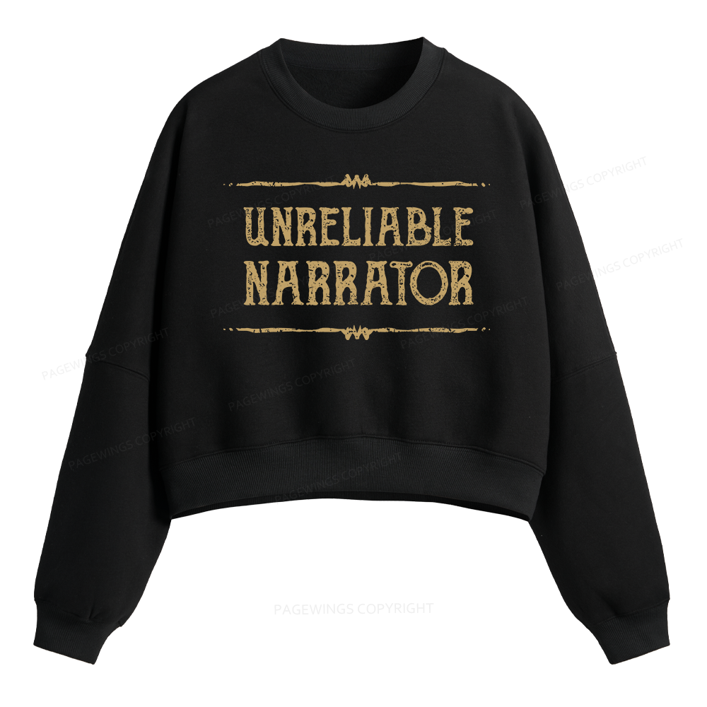 Pagewings Unreliable Narrator Fleece Crop Sweatshirt
