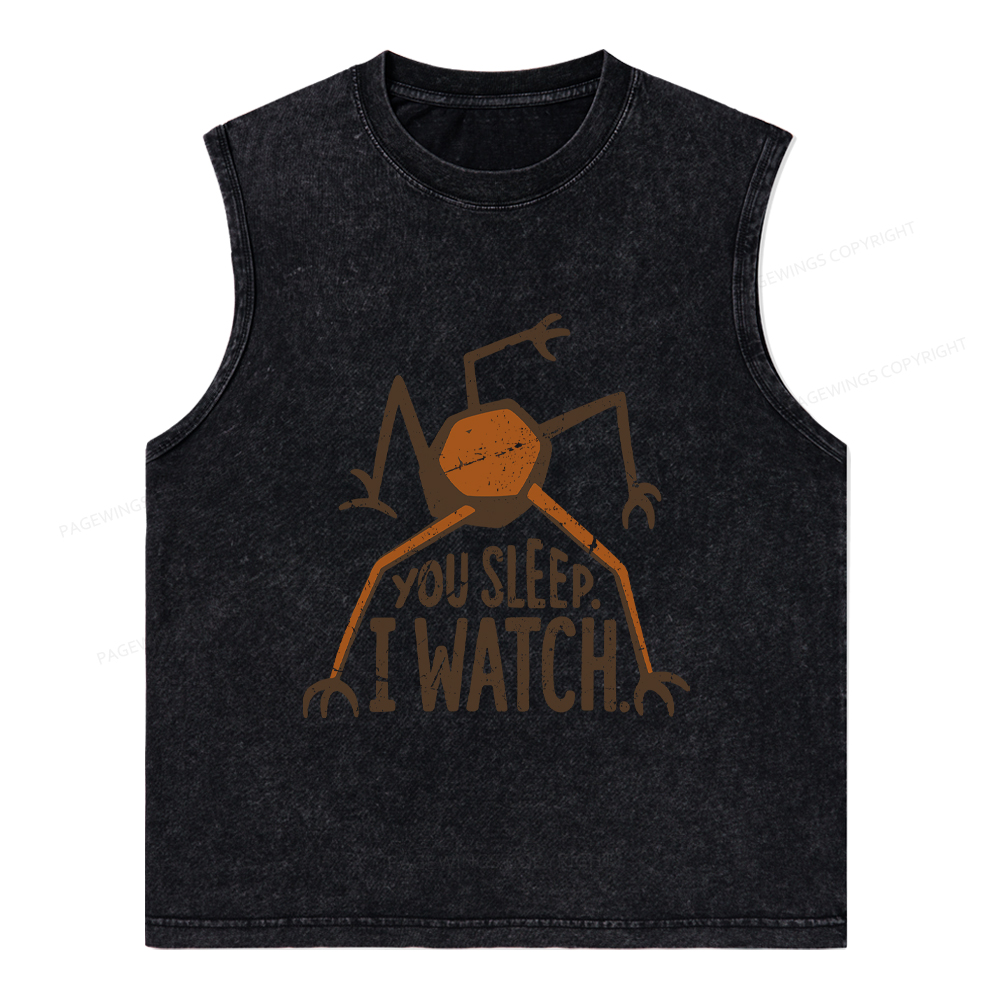Pagewings You Sleep I Watch Unisex Washed Tank Top