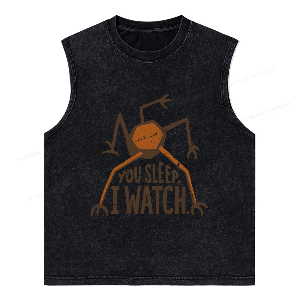 Pagewings You Sleep I Watch Unisex Washed Tank Top
