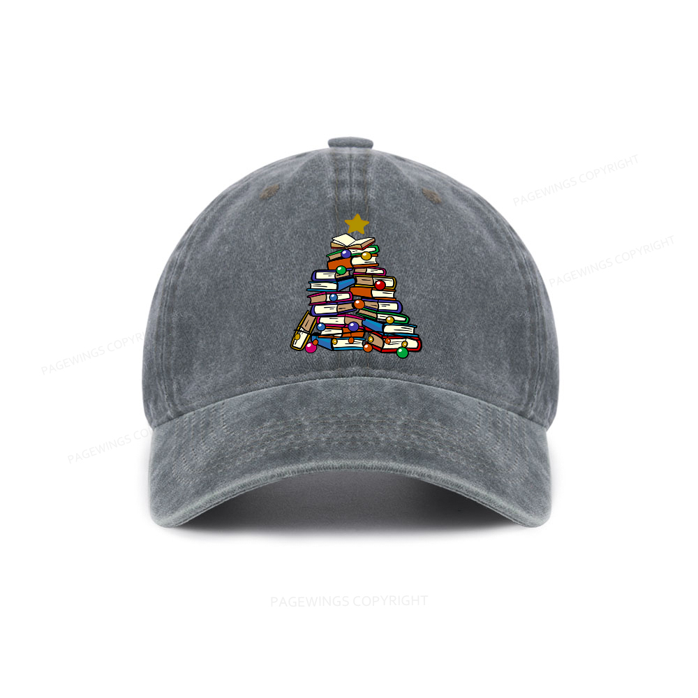 Pagewings Christmas Tree Bookworm Washed Cap
