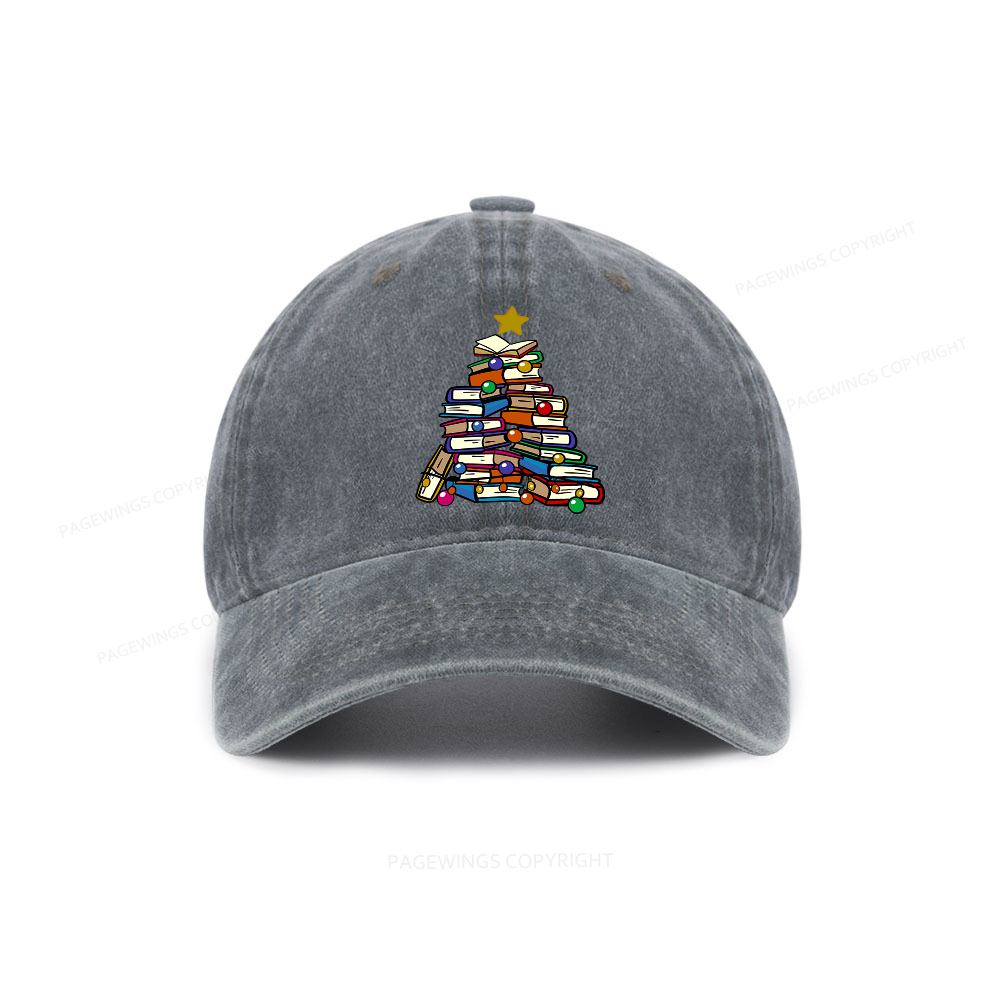 Pagewings Christmas Tree Bookworm Washed Cap