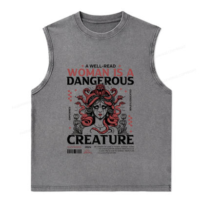 Pagewings A Well-Read Woman is A Dangerous Creature Unisex Washed Tank Top