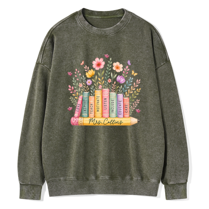 Pagewings Personalized Wildflower Books Unisex Washed Sweatshirt
