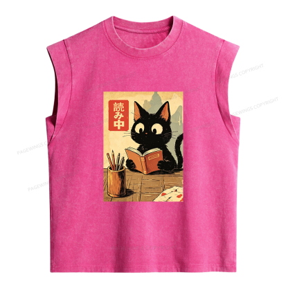 Pagewing Cats Reading Women's Washed Tank Top