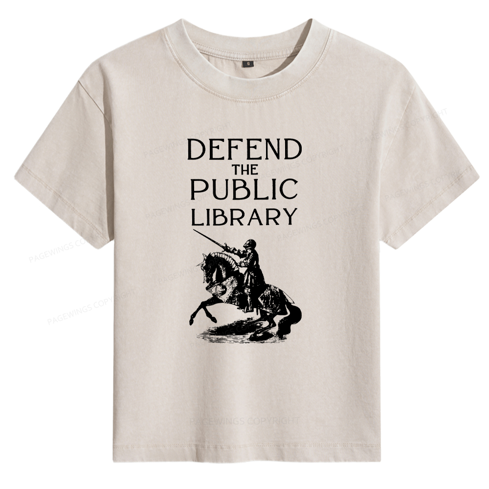 Pagewings Defend The Public Library Women's Washed T-shirt
