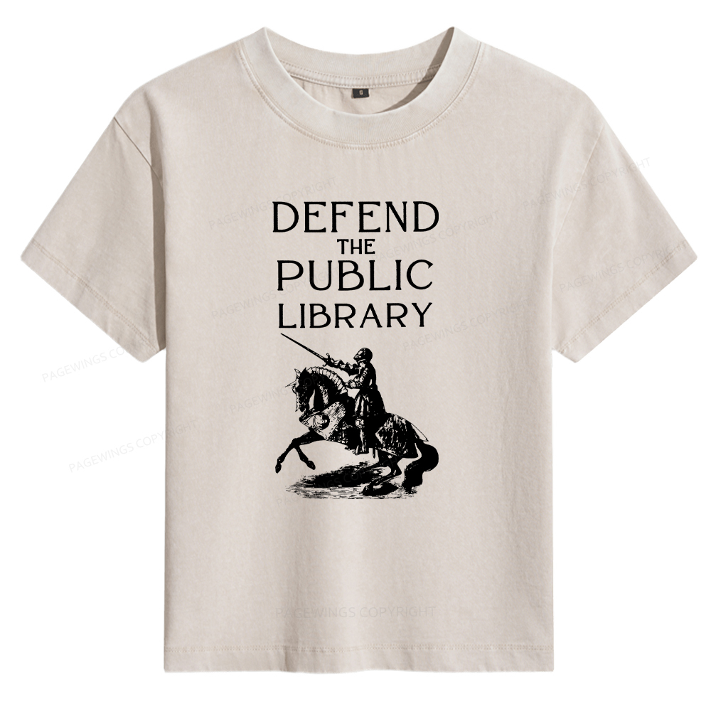 Pagewings Defend The Public Library Women's Washed T-shirt