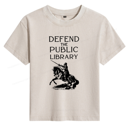 Pagewings Defend The Public Library Women's Washed T-shirt