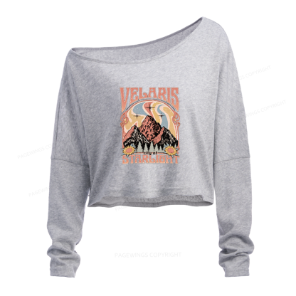 Pagewings Fantasy Bookish Slouchy Long Sleeve Off Shoulder T-shirt