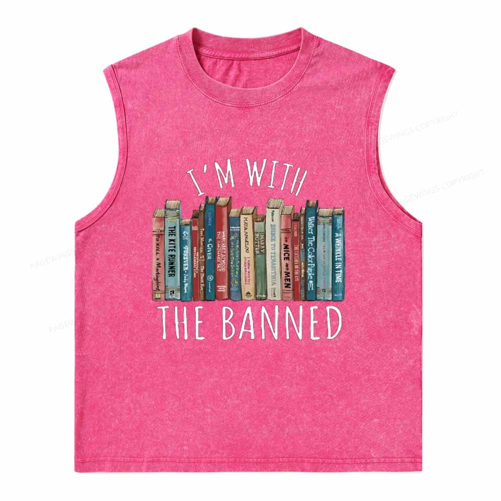 Pagewings I'm With The Banned Unisex Washed Tank Top