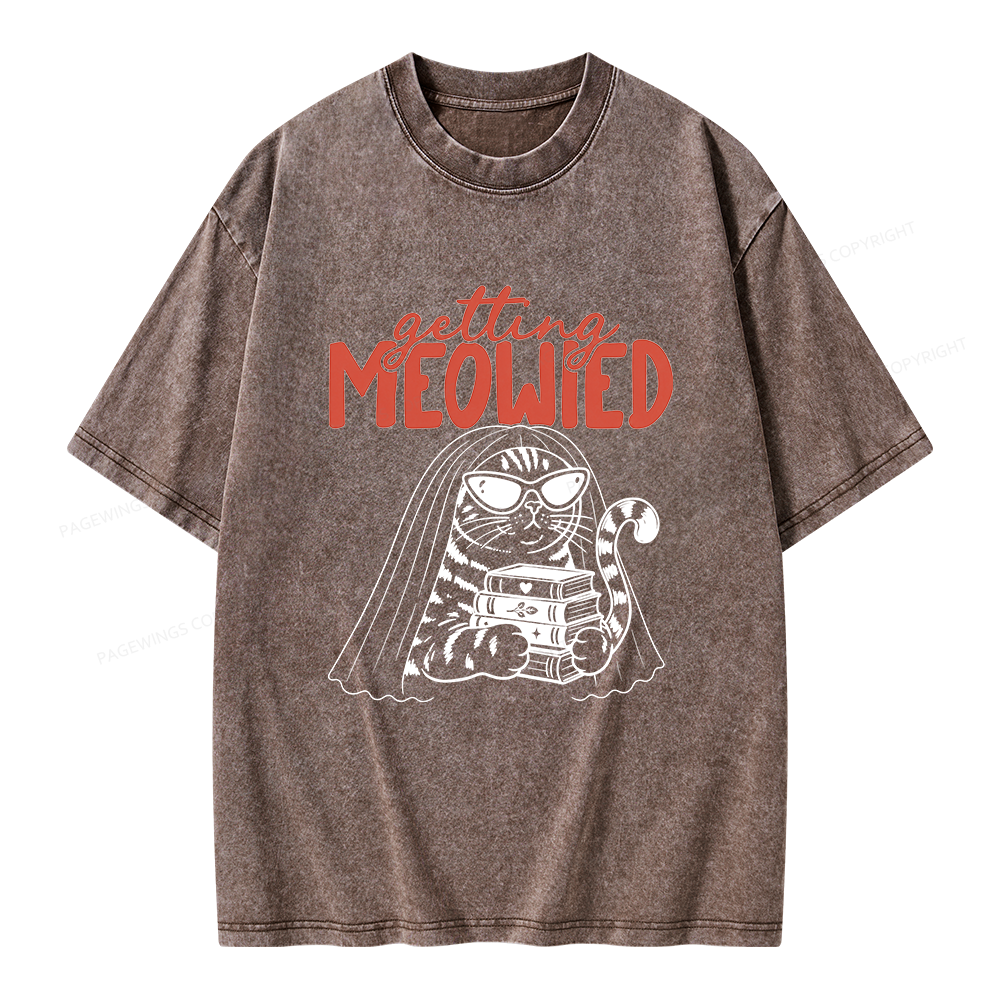 Pagewings Getting Meowied Unisex Washed T-shirt