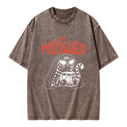 Pagewings Getting Meowied Unisex Washed T-shirt