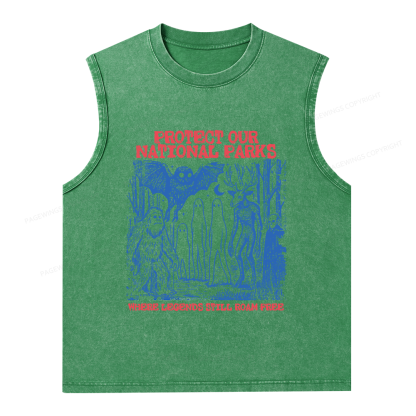 Pagewings Protect Our Parks Vintage Camping Unisex Washed Tank Top