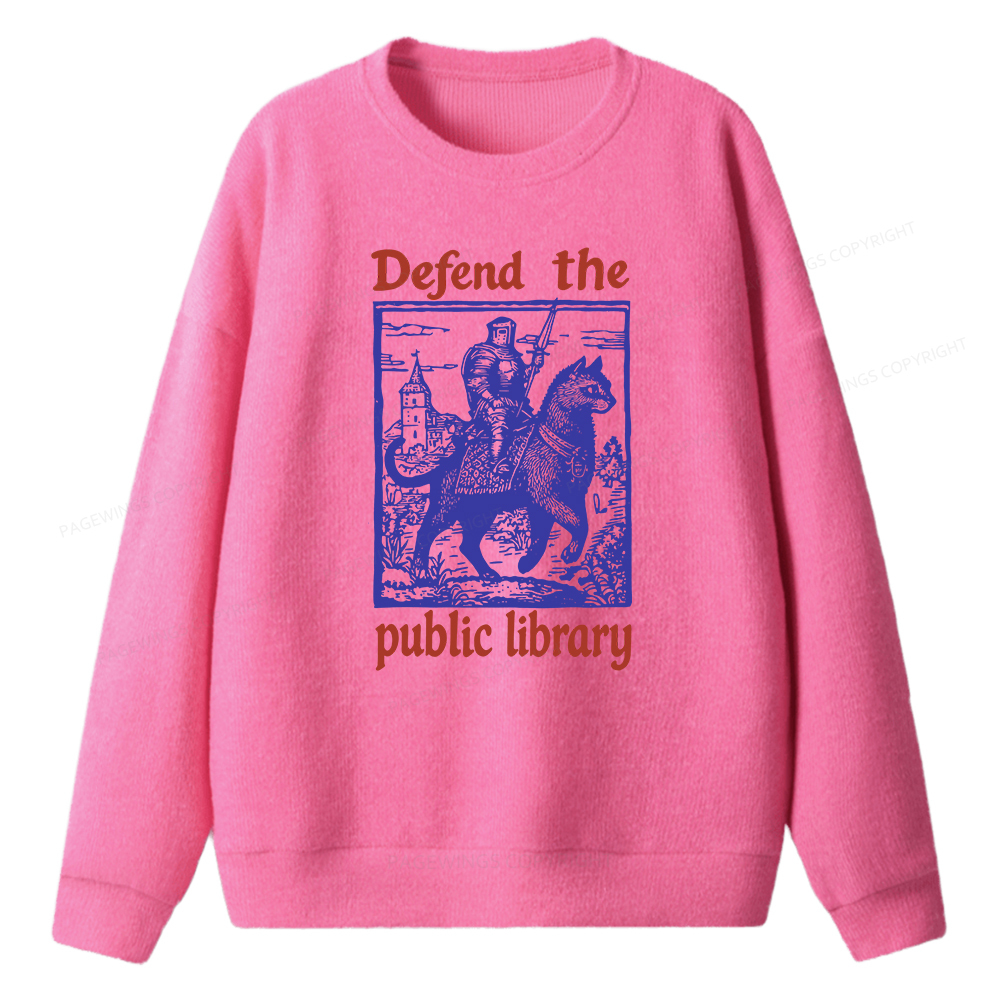 Pagewings Defend the Public Library Unisex Knit Sweatshirt