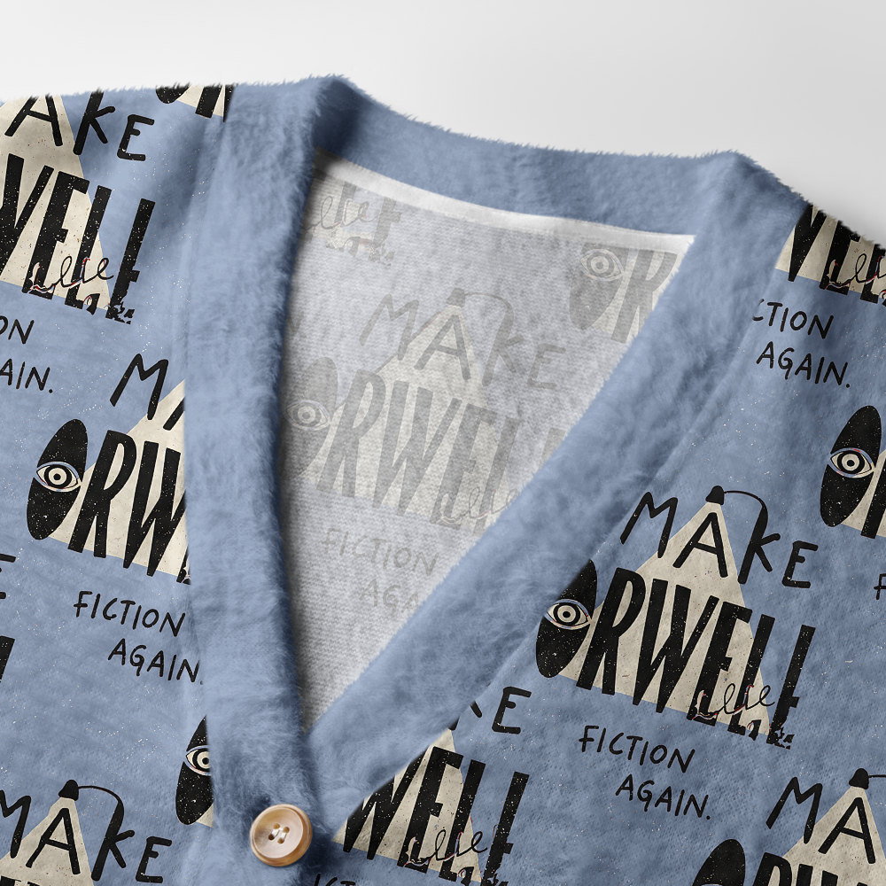 Pagewings Make Orwell Fiction Again Light Knit Unisex Cardigan Sweaters