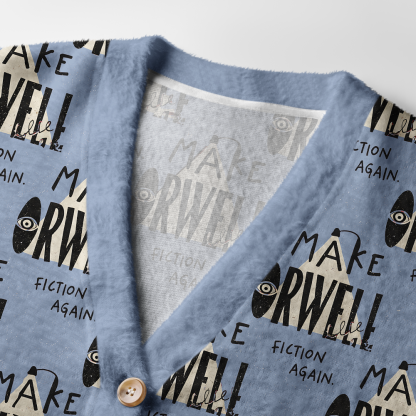 Pagewings Make Orwell Fiction Again Light Knit Unisex Cardigan Sweaters