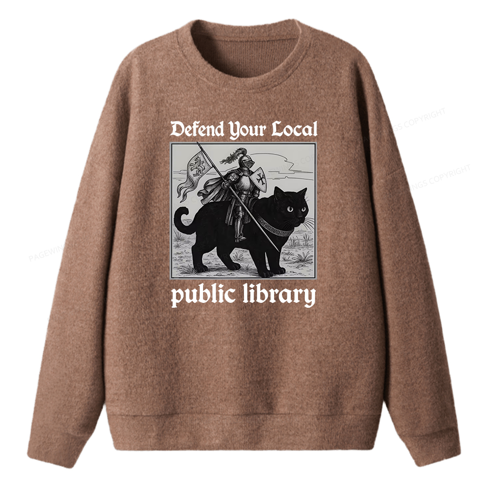 Pagewings Defend Your Local public library Unisex Knit Sweatshirt